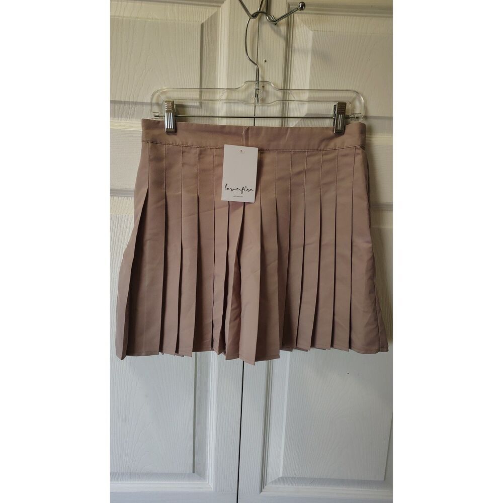 NWT Love, Fire Y2k Pink Pleated Mini Skirt Large